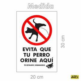 Aragonmx Letrero Señal con texto en español "Evita que tu Perro Orine Aquí" – De 20 x 30 cm – Para «Mantener al perro alejado de áreas verdes – Señal para «Evitar Orinar» – 2 letreros