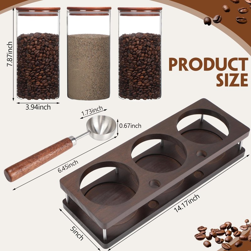 Suclain 3 Pcs Glass Coffee Bean Container 44 oz Airtight