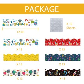 75Ft Science Math Bulletin Board Borders Sets, Back to School Classroom Decorations Scientist Lab Border Math Scalloped Trim Science Party Decor for Home Office Teacher Chalkboard Wall Door Window