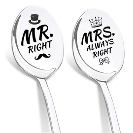 DIKARIYA Mr and Mrs Christmas Gift, Set of 2 Stainless Steel Coffee Spoons, Small Wedding Anniversary Gift for Couples, Wedding Gift for Newlyweds, Date Ideas for Couples, Partner Gifts, Couples