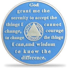 7 Year Sobriety Coin Gifts | Mountain Road AA Coin - HA AA Chip Medallion with Serenity Prayer | Narcotics Alcoholics Anonymous Gifts for Anniversary Month & Year for Men & Women in Recovery