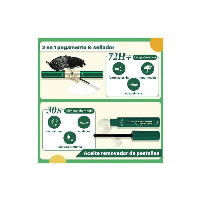 Extensiones De Pestañas Jade Olive Mixta Gruesa Natural Espesor 0.07