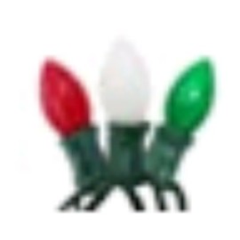 Xingzd 25FT Outdoor String Lights, Green String Lights with 25 Bulbs & 2 Spare, C7 5W Incandescent Light Bulbs, Baked Red/Green/White