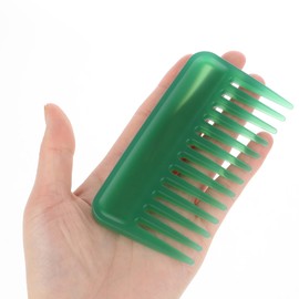 Mini Green Plastic Wide Tooth Travel Comb - Wet & Curly Hair Detangling Comb, No Handle Design - 4 Inches