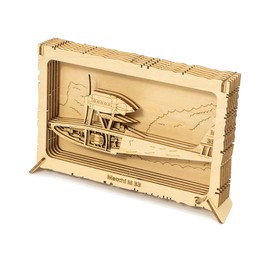 3D Wooden Puzzles Model Airplanes, DIY Macchi M33 Balsa Wood Model Plane Frame, Laser Cut Model Kit Airplane Frame for Home Decoration Birthday GIF for Men