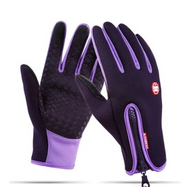 Ytuomzi Winter Gloves Touch Screen Warm Gloves Cold Weather Windproof Cycling Driving Riding Bike Telefingers Thermal Gloves Non-Slip Silicone Gel Adjustable Full Finger Mittens (Purple, Medium)