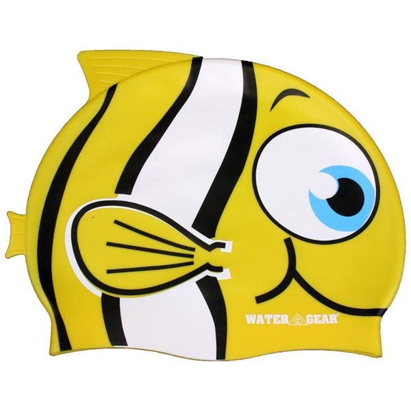 Water Gear Critter Cap - Extremely Durable Swimming Cap for Kids - Great for Improving Swimming Skills and Instilling Confidence in The Water - Long-Lasting Toddler Swimming Cap (Yellow Fish)