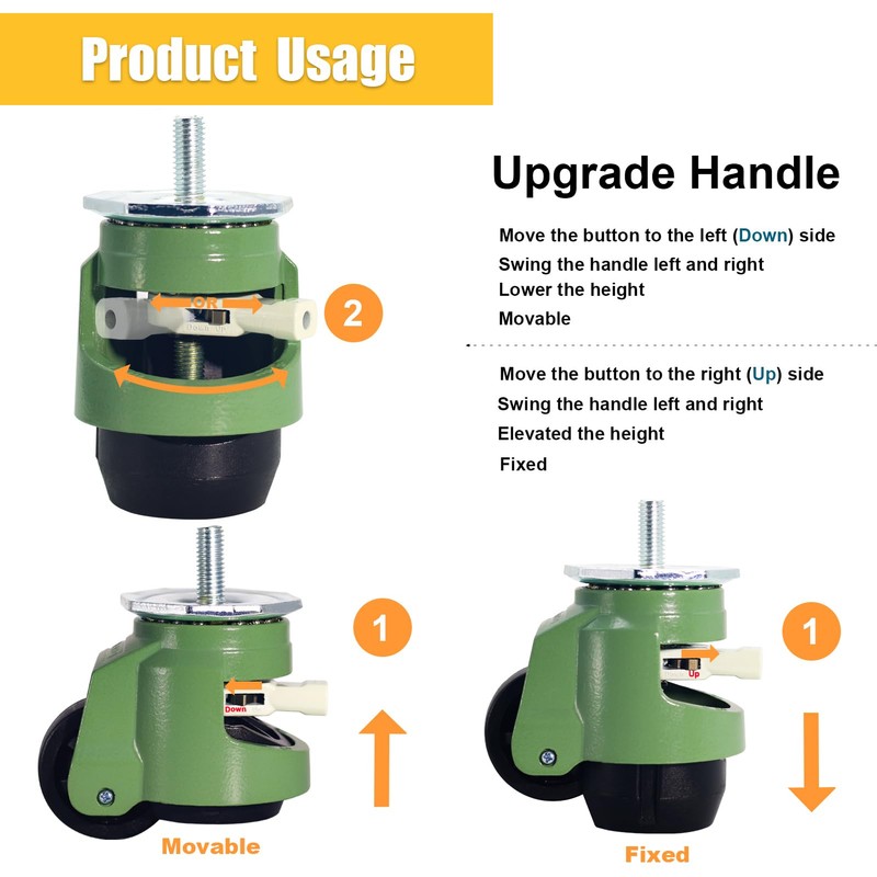 Stem Leveling Casters Wheel with Ratchet Handle Set of 4
