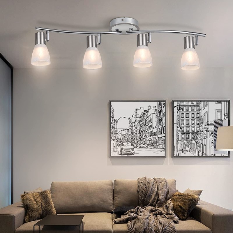 HiBay LED Track Lighting Fixtures, Rotatable 4-Light Ceiling Spot Light,