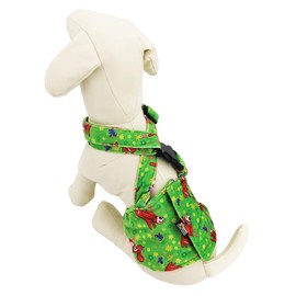 Dog Diaper for Male Boy Belly Band Reusable Washable with Suspenders Soft Fleece (Green Dog, M: Waist 13" - 16")