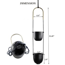 ABETREE Modern Metal Hanging Planter for Indoor Outdoor Plants with Hook 2 Tier Boho Wall and Ceiling Flower Pots Baskets Holder Home Office Decor(Black)