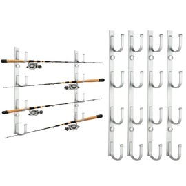 SUMERX Fishing Rod Holders, 4 Pack Wall or Ceiling Mounted Fishing Pole Holders for Garage, Aluminum Fishing Rod Rack Organizer for Universal Fit