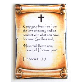 Hebrews 13:5 Bible Verse Fridge Magnet (2.5 x 3.5 inches)
