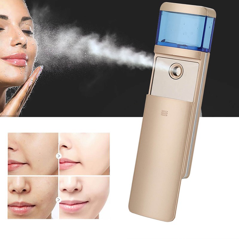 Portable Gold Nano Spray Face Moisturizing Hydrating Steamer Facial Humidifier
