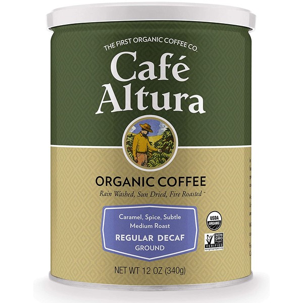Cafe Altura Ground Organic Coffee, Regular Roast Decaf, 36 Ounce (Pack of 3)