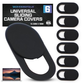 SOL 6pk Universal Sliding Camera Covers, 18.5mm x 9mm Slider for Laptops, Tablets, Phones, Ultra-Thin 0.77mm Webcam Protector for Privacy, Security, Reliable Fit, Easy Use, and Sleek Modern Design.