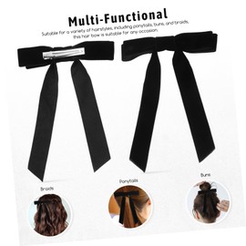 WOONEKY 2pcs Velvet Ribbon Hair Bows for Women Small Bow Clips for Everyday Wear Versatile Hair Accessories Black for Parties and Casual Styles