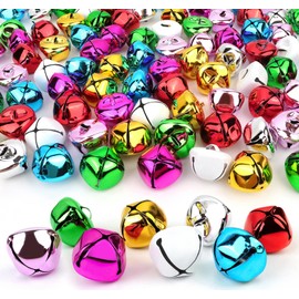 Jingle Bells for Crafts,1 Inch Large Multicolored Jingle Bells Bulk, 8 Colors Decorative Bells for DIY Christmas Festival Home Wreath Decorations, 50 Pcs