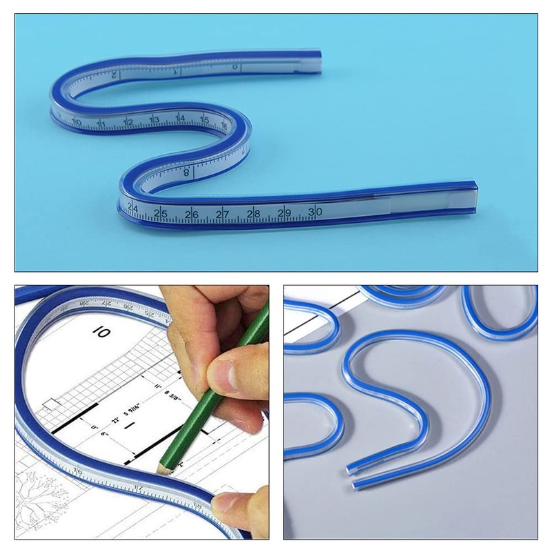 2 Pieces Curved Ruler Plastic Tape Measure Ruler 30cm Scale