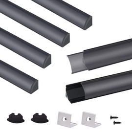 VST 6pack 3.3 ft LED Channel, V Shape Led Diffuser Channel, LED Aluminum Channel System with Black Cover, End Caps and Mounting Clips, Aluminum Profile for LED Strip Light Home Decoration