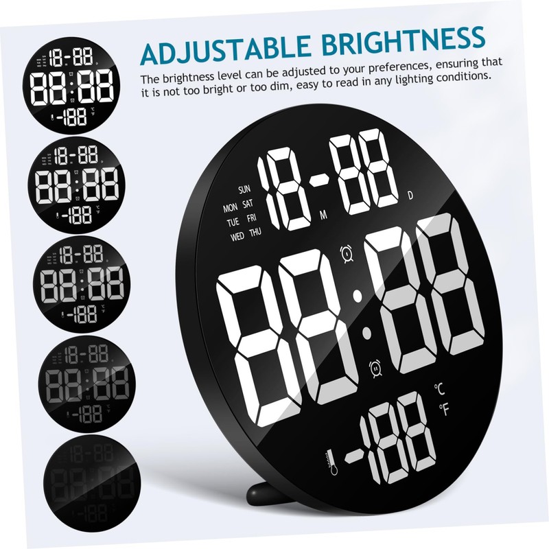ULTECHNOVO Large LED Wall Clock with Remote Control Round Digital