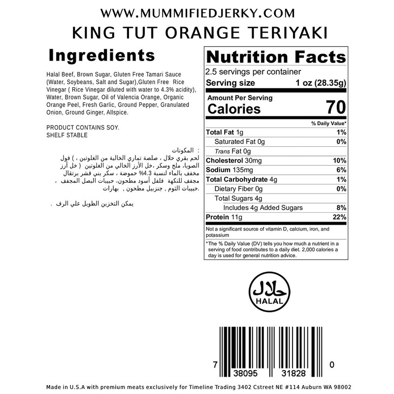 Halal Beef Steak Jerky - King Tut Orange Teriyaki 2.5