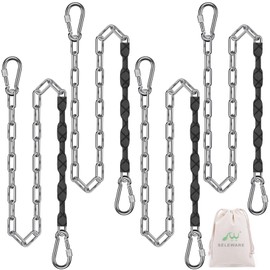 SELEWARE 4 Pcs 85" Hanging Swing Chains, 1000LB Capacity Stainless Steel Hanging Chains with 8 Carabiners, Hanging Chair Hardware for Kids Tree Swings, Hammocks, Punching Bags & Indoor/Outdoor Gym