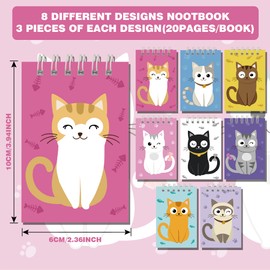 148 Pcs Cat Animal Party Favors Bulk Cat Mini Spiral Notepads Cat Pens Stickers Set for PET Birthday Party Classroom School Reward Gift Prizes Goodie Bags Stuffers