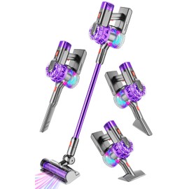 BLAXTEM 4-in-1 Kids Toy Vacuum That Really Works, Toddler Pretend Play Cleaning Set with Real Suction, Toys Working Cleaner Birthday Idea for 3 4 5 6 7+ Year Girl Boy (Purple)