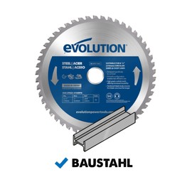 Evolution M210TCT-50CS - 210mm Mild Steel Cutting Blade - Metal Saw Blade with 50 Teeth and Carbide Tipped Generates Virtually No Heat, Burrs or Sparks