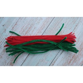 SOWAKA 50 Pcs Pipe Cleaner Chenille Stems Soft Solid Color for DIY Crafting Project Art Christmas Theme Thanksgiving Parties Decoration Home School Projects (Green and Red)