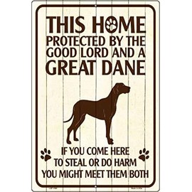 SMART BLONDE This Home Protected by A Great Dane Parking Sign Metal Novelty P-1680
