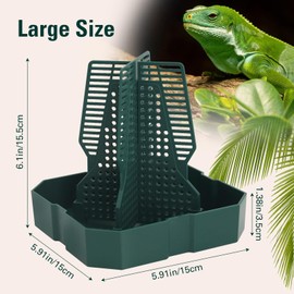Chameleon Feeding Bearded Dragon Bug Bowl Reptile Feeder Box with Column for Insects to Climb for Feeding Chameleon Gecko Lizard Frog (M)