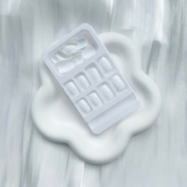 Extra Short Press on Nails Square Fake Nails Rose White False Nails Acrylic Artificial Glossy Design Nails Full Cover Glue on Nails Stick on Nails for Women Girls Manicure Art Decorations