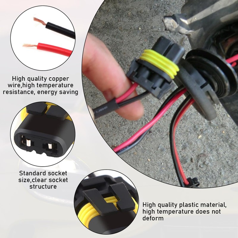 Gasedin Wiring Harness Headlight Socket, Nylon 9005 9006 9012 9145