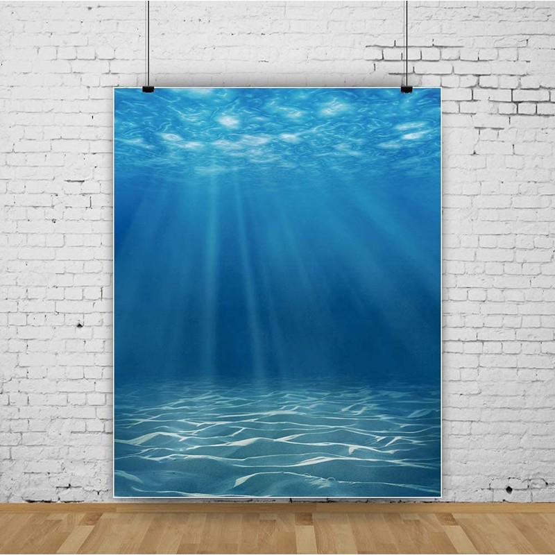 Laeacco 4x5ft Vinyl Photography Background Deep Underwater Crystal Blue Under