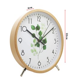 ALEENFOON 8.6 Inch Wooden Quartz Wall Clock 22cm Modern Silent Non-ticking Wood Wall Clocks Table Clock for Living Room Bedrooms Office Kitchen Indoor Kids (leaf)