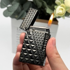 JTDunant Ligne 2 lighters, Classic Metal Lighter, Clear Sound, Refillable Butane Lighter for Candles, Adjustable Soft Flame, Gift Collection for Men Dad Boyfriend Husband, Black