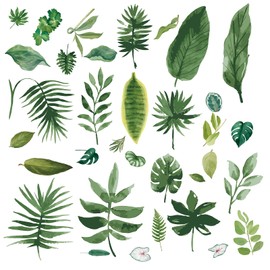 craspire Plant Wall Stickers Leaf Wall Stickers Green Window Stickers Waterproof Removable Vinyl Wall Art for Classroom Bedroom Living Room Decorations