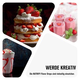 NUTRIFY Flavour Drops Strawberry 5 x 30 ml Value Pack Aroma Drops without Calories, Flavour Drops for Food & Drinks, Sugar-Free, Fat-Free, Vegan, No Artificial Colours