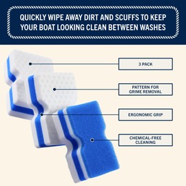 RainierSupplyCo Boat Scuff Eraser - Magic Boat Erasers for Cleaning Seats, Hulls, & Interiors - Non-Toxic & Safe for Vinyl, Leather & Fiberglass Surfaces - Ideal for Pontoon and Marine Cleaning Kits
