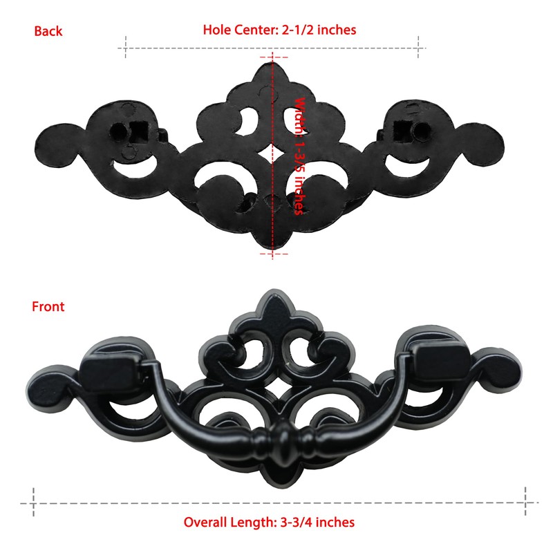 HOUSEHOOK 8 Pack Black Drop Bail Drawer Pulls, 2-1/2 Inch