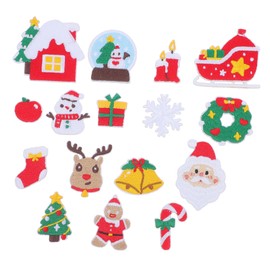 KONTONTY 16pcs Christmas Sew-on Patches Santa Claus Trees Snowman Jingle Bell Iron-on Patches Embroidered Applique for Hats Clothes Jeans Jackets Repair Decoration