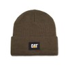 Caterpillar Men's Cat Label Cuff Beanie, Army Moss, One size