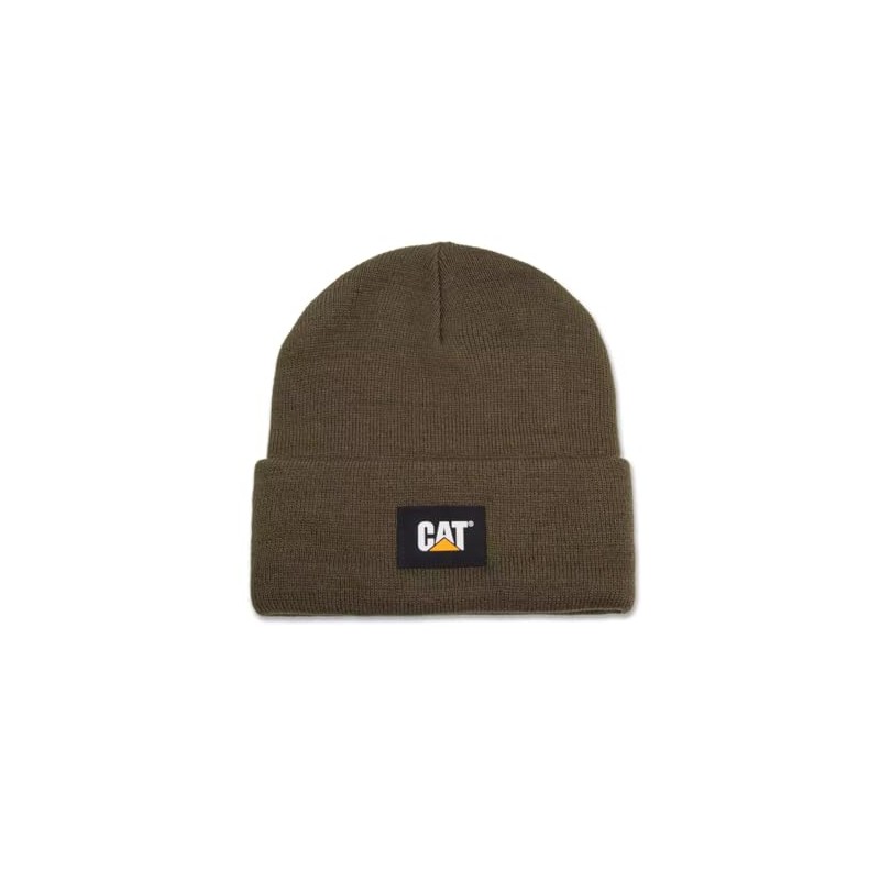 Caterpillar Men's Cat Label Cuff Beanie, Army Moss, One size