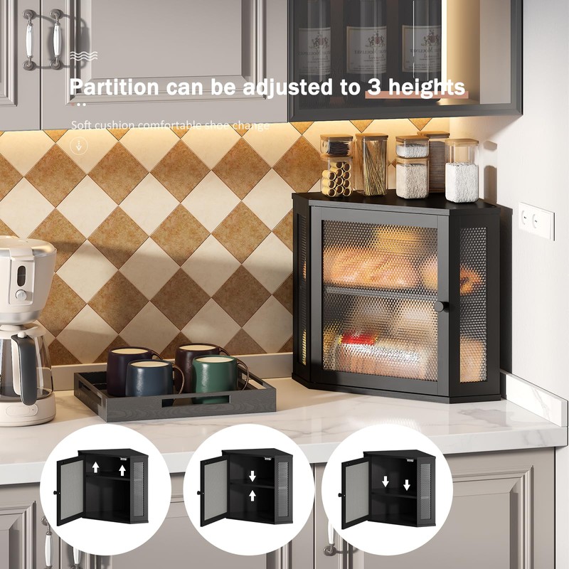 STDDRE Corner Bread Box Kitchen Countertop Extra Large Capacity Farmhouse