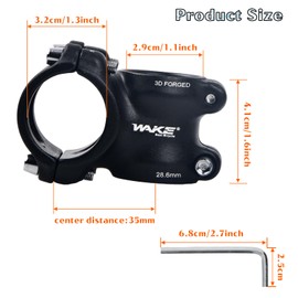 Bicycle Handlebar Stem 35 mm/45 mm/60 mm, ±7° Adjustable, Aluminium Handlebar Riser Bicycle for 31.8 mm Handlebars, Stem Bicycle with Hex Wrench, Ideal for Road Bike, Mountain Bike, BMX (35 mm)