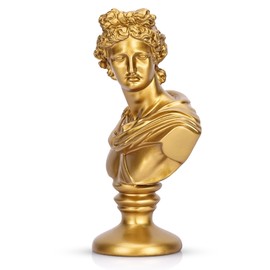 LCCCK 6" H Gold Apollo Bust Statue Home Decor, Classic Greek Mythology Roman Decor, Shelves David Aesthetic Decor for Small Statues - Dark Academia Bookshelf Room Decor Bust Sculptures