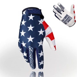 FASTGOOSE Motorcycle Gloves - Breathable Lightweight Off-Road Gloves for Men & Women, ATV BMX MTB Racing (Blue/White, Large)