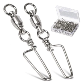 AMYSPORTS High Strength Fishing Snap Swivels Ball Bearing Swivels Stainless Fishing Swivels Saltwater Corrosion Resistance Barrel Swivel for Freshwater Fishing 50pcs 220lbs